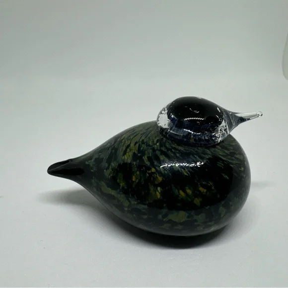 Very Rare Signed Oiva Toikka Nuutajarvi Finland small glass bird Goldcrest
